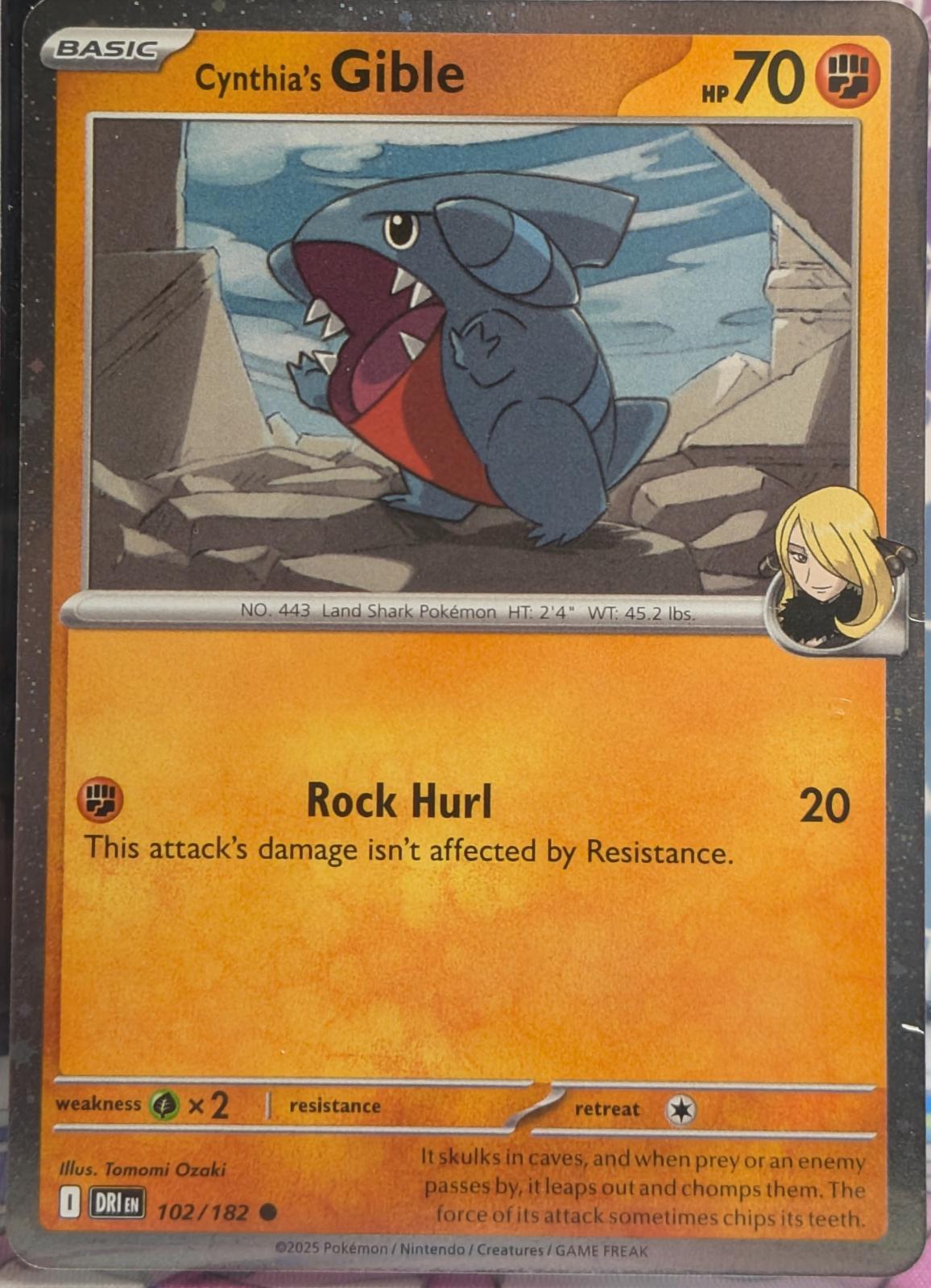 Destined Rivals Cynthia's Gible [Cosmos-Holo] Pokémon card